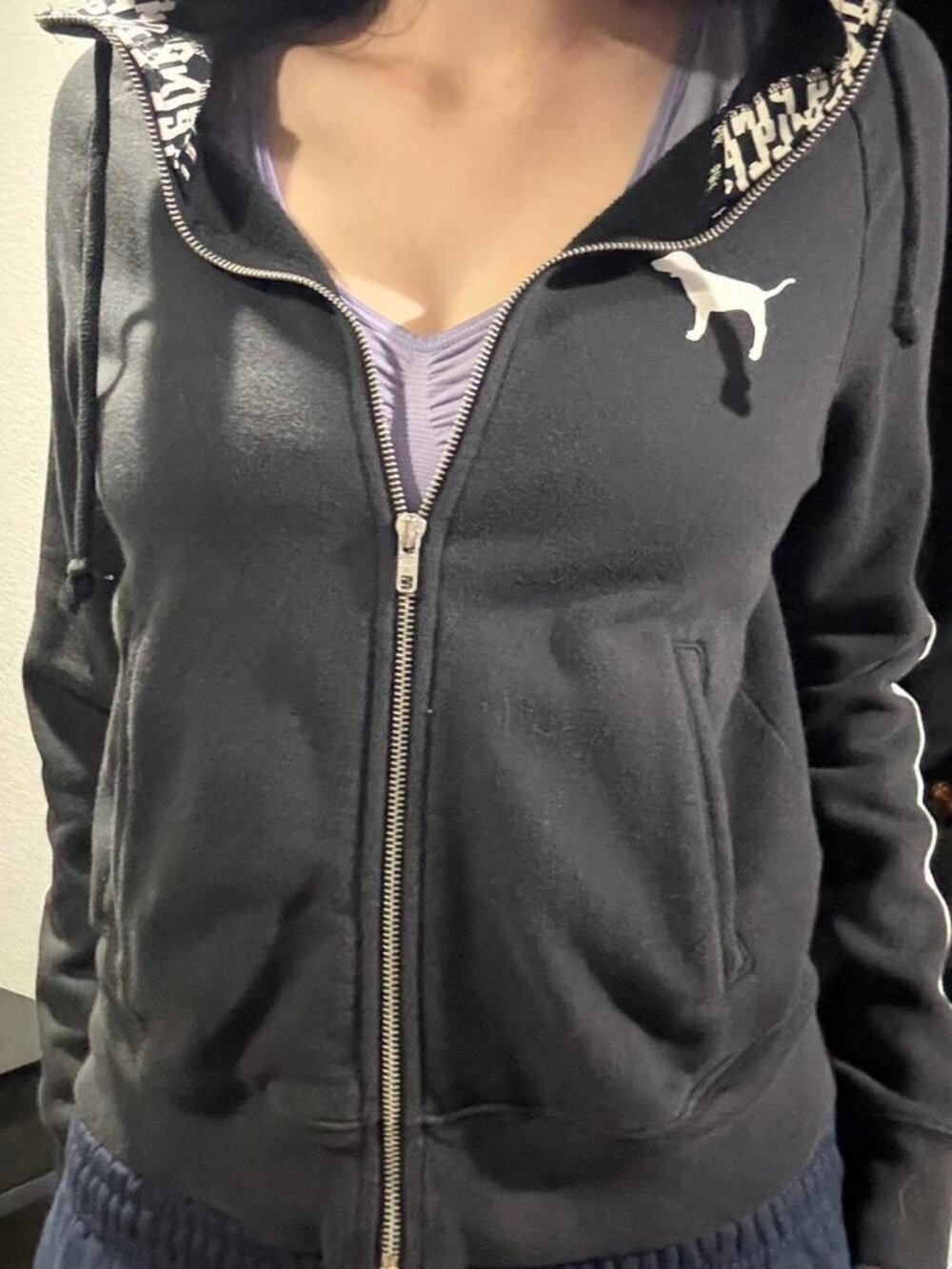 Victoria's Secret Women's Black and White Hoodie